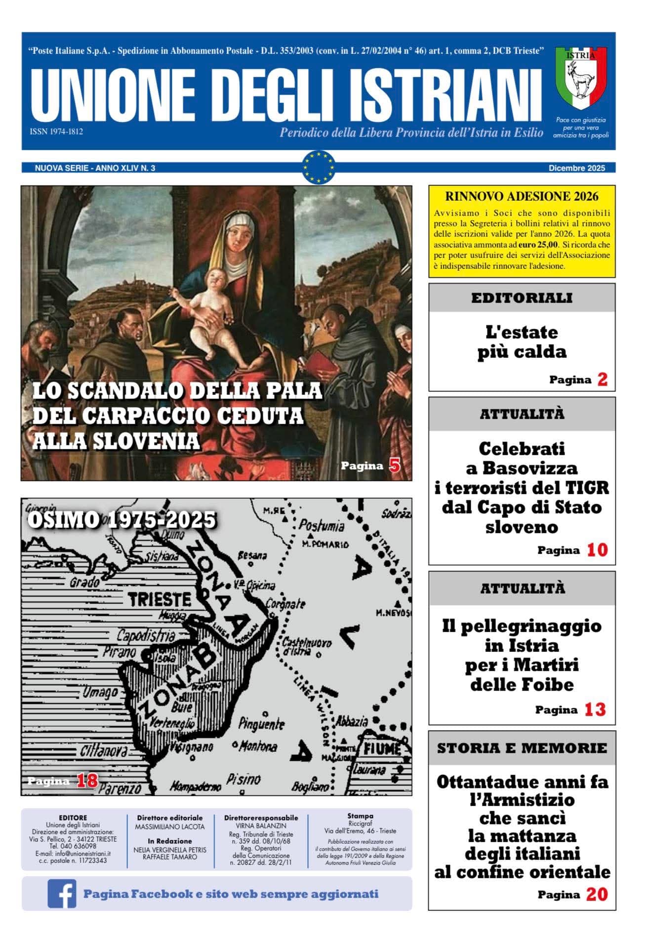 Periodico 12 2025 - Unione degli Istriani